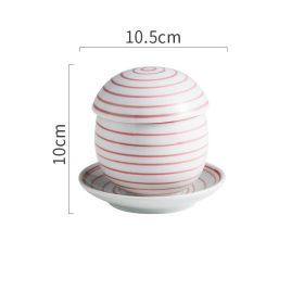Japanese Ceramic Soup Cup With Lid (Option: Red line egg bowl)