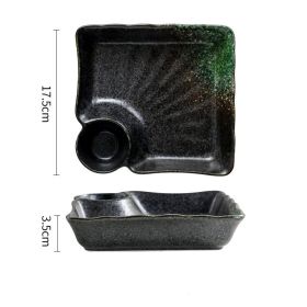 Japanese Fan-shaped Creative Cold Dish Plate (Option: Emerald green)
