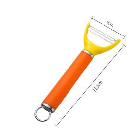 Peeling Knife 2in1 Multifunctional Stainless Steel (Option: Orange yellow2)