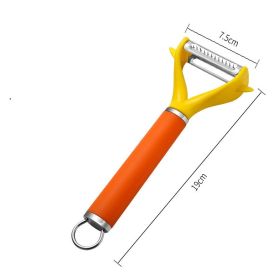 Peeling Knife 2in1 Multifunctional Stainless Steel (Option: Orange yellow3)
