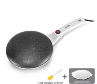Breakfast Crepe Maker Spherical Non-stick Baking Pan, One Stick, Two Flips (Option: White b-220V US)