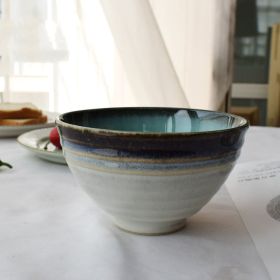 Blue Double Ear Plate Tableware (Option: Deep rice bowl)