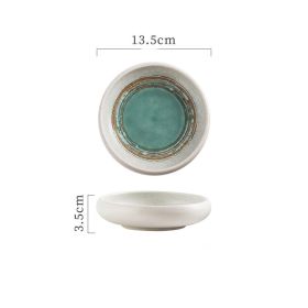 Small Dish Seasoning Ceramic Circular (Option: Green ink-S)