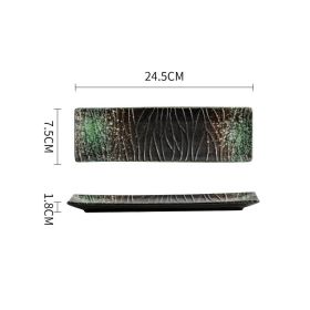 Rectangular Japanese ceramic tableware dishes (Option: Emerald green-9.5inches)