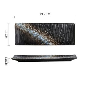 Rectangular Japanese ceramic tableware dishes (Option: Blues-12inches)