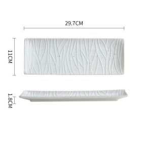 Rectangular Japanese ceramic tableware dishes (Option: Sesame seed-12inches)