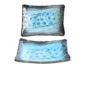 Blue Double Ear Plate Tableware (Option: Flat angle disc 18cm)