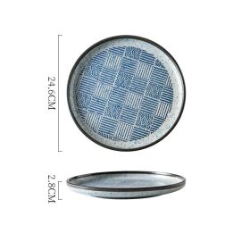 Household Ceramic Retro Large Pizza Plate (Option: Blue and white porcelain-9.5inches)