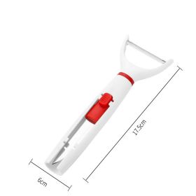 Peeling Knife 2in1 Multifunctional Stainless Steel (Option: Red white)